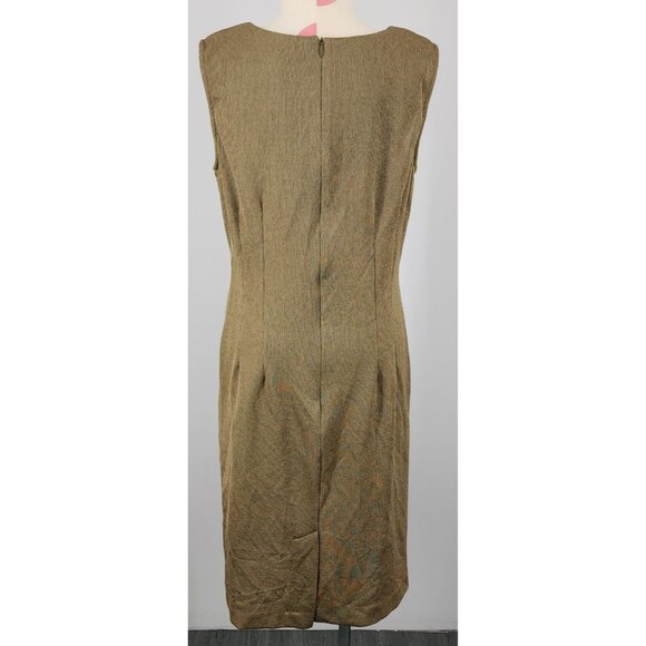 Women's Vintage R&M Richards by Karen Kwong Petite 8P Olive Green Dress Belted - Picture 2 of 7